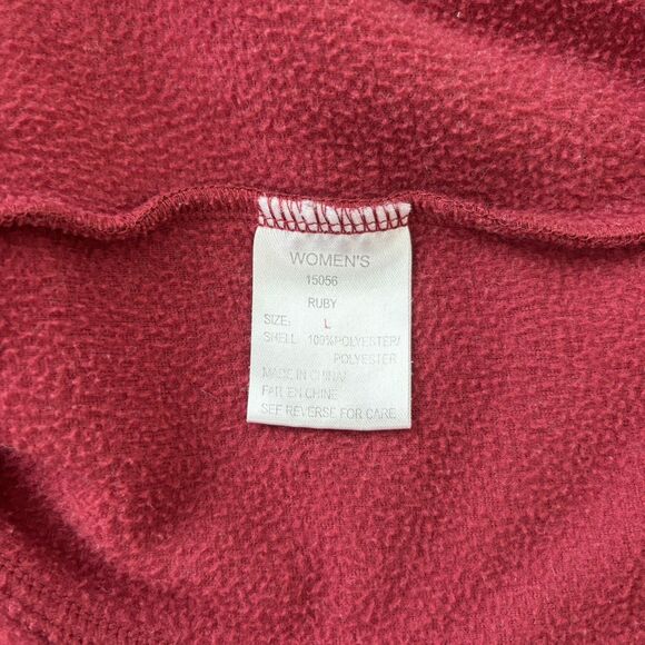 Woolrich Womens Ruby Red Full Zip Fleece Jacket Size Large Mock Neck Casual Cozy - Picture 9 of 14